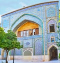 Panorama of tiled portal of Madraseh-ye Khan, Shiraz, Iran.