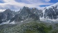 Panorama to the Peaks â needles over Chamonix . Royalty Free Stock Photo