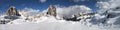 Panorama with Tofane, Cinque Torri and Croda da Lago Lastoni di Formin mountain group in the Italian Dolomites, Cortina d` Royalty Free Stock Photo