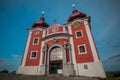 Panorama of top part or the end of Banska Stiavnica Cavalry in central Slovakia during afternoon hours. Picturesque baroque