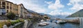 Panorama of the Touristic Port of Cannobio an small town at the shores of the Lago Maggiore, Italy