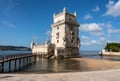 Panorama of the Tower of Belem near Lisbon Royalty Free Stock Photo