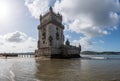 Panorama of the Tower of Belem near Lisbon Royalty Free Stock Photo