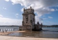 Panorama of the Tower of Belem near Lisbon Royalty Free Stock Photo