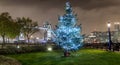 Panorama of the Tower Bridge in London with a Christmas tree Royalty Free Stock Photo