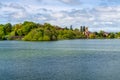 View across the Mere to the town of Ellesmere in Shropshire