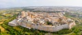 Panorama of the town of Mdina fortress aerial top view in Malta Royalty Free Stock Photo