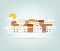 Panorama town. vector banner Royalty Free Stock Photo