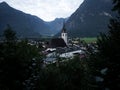 Panorama of traditional alpine village and parish church Golling an der Salzach Hallein Salzburg Austria alps mountains Royalty Free Stock Photo