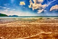 Panorama of tropical beach of Hainan island Royalty Free Stock Photo