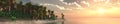 Panorama of tropical beach. sunset at sea. Royalty Free Stock Photo