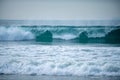 Panorama of tropical ocean water, sea waves. Calm water, ocean background. Panoramic sea landscape. Sea foam. Royalty Free Stock Photo