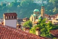 Panorama of Tsarevets Fortress in Veliko Tarnovo, church and  the old town, Bulgaria Royalty Free Stock Photo