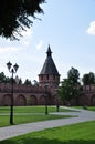 Panorama of the Tula Kremlin. View of the old fortress walls, the corner tower.