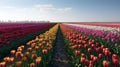 panorama tulip field with various type and color