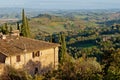 Panorama on tuscan hills from San Gimignano