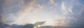 Panorama of twilight sky and cloud at morning background. Beautiful pastel cloudscape Royalty Free Stock Photo