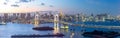 Panorama Twillight view of Tokyo Bay , Rainbow bridge and Tokyo Tower landmark Royalty Free Stock Photo