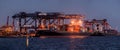 Panorama of container ships loading cargo in port, Sydney Australia