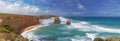 Panorama of two of the Twelve Apostles rocks on Great Ocean Roa Royalty Free Stock Photo