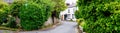 Panorama of a Typical whitewashed country cottage set in open countryside Royalty Free Stock Photo