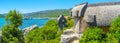 Panorama of ancient sarcophagi, Ucagiz, Kekova, Turkey Royalty Free Stock Photo