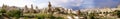 Panorama of the Uchisar valley and the city of Goreme. Royalty Free Stock Photo