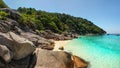 Panorama of unspoiled empty beach of Similan islands Royalty Free Stock Photo