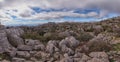 Panorama, curious Jurassic rock formations, El Torcal, Antequera, Spain. Royalty Free Stock Photo