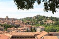 Panorama of upper city Citta Alta with hill San Vigilio in Bergamo Royalty Free Stock Photo