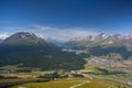 Panorama of the Upper Engadine from Muottas Muragl Royalty Free Stock Photo