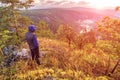 Panorama of the Ural taiga at dawn