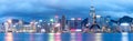 Panorama cityscape skyline at night in Hong Kong Royalty Free Stock Photo