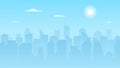 Panorama urban modern buildings. Cityscape. Skyscrapers. City skyline. Vector illustration in flat style Royalty Free Stock Photo