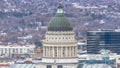 Panorama The Utah State Capital Building against downtown Salt Lake City during winter Royalty Free Stock Photo