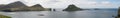 Panorama of Vagar, Gasholmur and Tindholmur Royalty Free Stock Photo