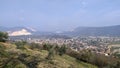 panorama of the valley aerial view from the hill in Rezzato with the mountains of Brescia in Lombardy in northern Italy Royalty Free Stock Photo