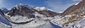 Panorama of Valley Ossau in winter Pyrenees