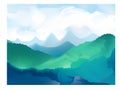 Panorama vector illustration of mountain ridges