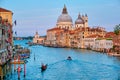 Panorama of Venice Grand Canal and Santa Maria della Salute church on sunset