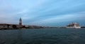 Panorama of Venice, Italy with cruise ship Royalty Free Stock Photo