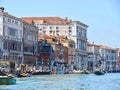 Beautiful panorama of Venice at the grand canal with gondolas