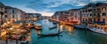 Panorama of Venice at night, Italy