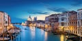 Panorama of Venice at night, Italy. Beautiful cityscape of Venice in evening. Panoramic view of Grand Canal at dusk. It is one of Royalty Free Stock Photo