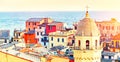 Panorama of Vernazza, national park Cinque Terre, Liguria, Italy, Europe. Colorful villages Royalty Free Stock Photo