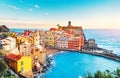 Panorama of Vernazza, national park Cinque Terre, Liguria, Italy, Europe. Colorful villages Royalty Free Stock Photo