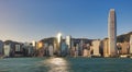 Panorama of Victoria Harbor of Hong Kong city Royalty Free Stock Photo