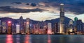 Panorama of Victoria Harbor night view at Hong Kong, China Royalty Free Stock Photo