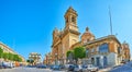 Panorama of Victoria street with Maria Bambina Church, Senglea, Malta Royalty Free Stock Photo