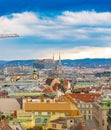 Panorama of Vienna city From Saint Stephen`s Cathedral Stephansdom. Central part of Austrian capital. Wien. Austria. Royalty Free Stock Photo